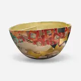 Bennett Bean, Large bowl, c. 2000, pit-fired, painted, and gilt earthenware