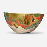 Bennett Bean, Bowl, c. 2000, pit-fired, painted, and gilt earthenware