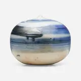 Closed Form by Toshiko Takaezu, c. 1980, glazed and salt-fired porcelain, sold Jun 2024