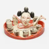 Patti Warashina, Ka-Ching sake set (from the Drunken Power series), 2004, porcelain, underglaze, glaze