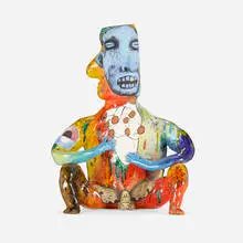Untitled (from the Pre-Columbus series) by Michael Lucero, 1991, glazed and hand-painted earthenware, sold Jun 2024