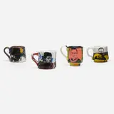 Roberto Lugo, Collection of four Portrait Cups, c. 2021, glazed earthenware