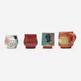 Roberto Lugo, Collection of two Portrait Cups and two mugs, c. 2021, glazed earthenware