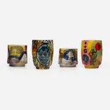Roberto Lugo, Collection of four Portrait Cups, c. 2021, glazed earthenware