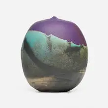 Ocean Edge by Toshiko Takaezu, c. 1995, glazed porcelain, sold Jun 2024