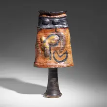 Vase by Bill Farrell, c. 1980, glazed and wood-fired stoneware, sold Jun 2024