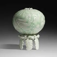 Celadon cabbage vase on stand by Cliff Lee, 1993, glazed porcelain, sold Jun 2024