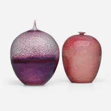 Vases, set of two by Cliff Lee, oxblood-glazed porcelain, sold Jun 2024