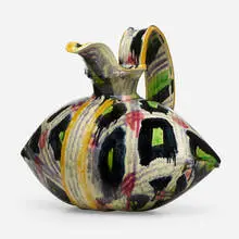 Kimono Pillow Pitcher by Betty Woodman, 1981, glazed earthenware, sold Jun 2024