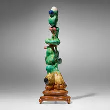 Paul Noble, Fourteen, 2007, glazed ceramic, teak
