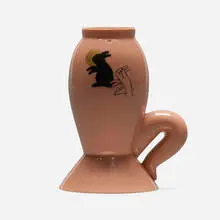 Untitled (Rabbit Shadow Cup) by Ron Nagle, c. 1988, decal and gold luster on glazed porcelain, sold Jun 2024