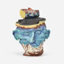 Michael Lucero, Untitled (Dreamer), c. 1985, glazed and hand-painted earthenware