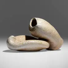Karen Karnes, Folded vessel, c. 2000, salt-glazed stoneware