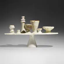 Untitled (Menorah) by Ruth Duckworth, c. 1980, glazed porcelain, sold Jun 2024