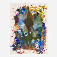Abstraction by Bill Alpert, ink and acrylic on paper laid to board, sold Jun 2024