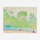 Gershon Benjamin, Swimmers, 1968, ink and pastel on paper