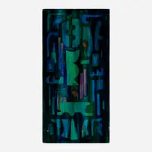 Joseph Meierhans, Blue, Green and Black, oil on board