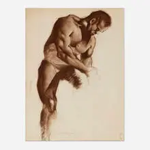 John R. Grabach, Figure Study, charcoal on paper