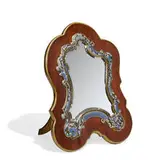 Retailed by Tiffany & Co., Rococo style champlevé vanity mirror with easel back
