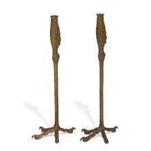 P.E. Guerin, ostrich leg candleholders, pair