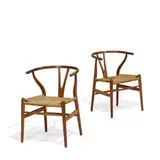 Wishbone armchairs, pair by Hans for Carl Hansen, Son 20 3 & 4w x Wegner, sold Dec 2021