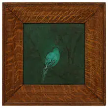 Albert Frank Pons for Rookwood Pottery, rare Painted Mat scene done on an Architectural Faience tile