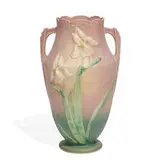 Roseville Pottery, two-handled earthenware Iris vase