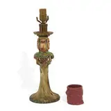 Weller Pottery, earthenware Woodcraft lamp vase with owl decoration