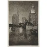 A.N.A. E.T. Hurley, View of Skyscrapers and One of the Chicago River Bascule Bridges, 1934