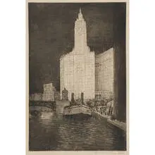 A.N.A. E.T. Hurley, View of the Wrigley Building and the Chicago River, 1934