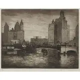 A.N.A. E.T. Hurley, City Towers Chicago River (View of the Chicago River), 1934