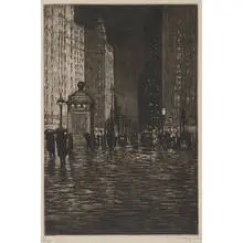A.N.A. E.T. Hurley, View of Chicago's Michigan Avenue in the Rain, 1935