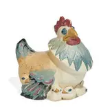Weller Pottery, hand-colored earthenware Hen with Chicks figural group