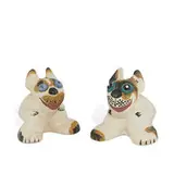 Weller Pottery, white earthenware Pop-Eye Dog figures