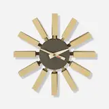 Block wall clock from the Clocks Ahead of Time series, model 2285 by George Nelson & Associates, 1959, lacquered wood, enameled aluminum, brass, sold Sep 2019