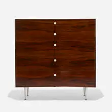 Thin Edge cabinet, model 5240 by George Nelson & Associates, 1952, rosewood, aluminum, porcelain, sold Sep 2019