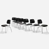 DCMs, set of eight by Charles and Ray Eames, lacquered plywood, chrome-plated steel, rubber, sold Sep 2019