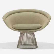 lounge chair by Warren Platner, 1966, chrome-plated steel, upholstery, sold Sep 2019