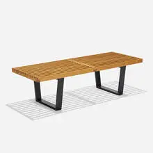 slat bench, model 4690 by George Nelson & Associates, 1946, birch, lacquered wood, sold Sep 2019