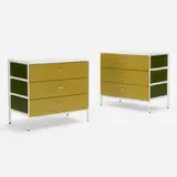 Steelframe cabinets, pair by George Nelson & Associates, 1950, lacquered wood, enameled steel, masonite, aluminum, sold Sep 2019