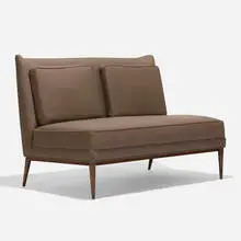settee, model 303 1/2 by Paul McCobb, c. 1955, upholstery, mahogany, sold Sep 2019