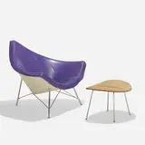 George Nelson & Associates, Coconut chair and ottoman, 1956, vinyl, enameled steel, chrome-plated steel, aluminum