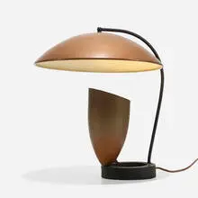 Robert Bulmore, table lamp, c. 1955, enameled and perforated steel