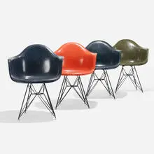 DARs, set of four by Charles and Ray Eames, 1951, molded fiberglass, enameled steel, rubber, plastic, sold Sep 2019