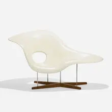 Charles and Ray Eames, La Chaise, 1948 / 1998, lacquered fiberglass, oak, chrome-plated steel