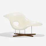 La Chaise by Charles and Ray Eames, 1948 / 1998, lacquered fiberglass, oak, chrome-plated steel, sold Sep 2019