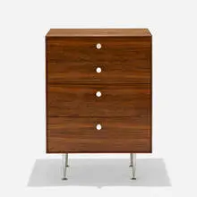 Thin Edge cabinet by George Nelson & Associates, 1955, rosewood, aluminum, plastic, sold Sep 2019