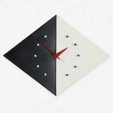 Kite wall clock, model 2201D by George Nelson & Associates, 1952, enameled steel, lacquered wood, enameled aluminum, sold Sep 2019