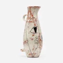 vase by Lagardo Tackett, c. 1955, glazed earthenware with hand-decoration, sold Sep 2019