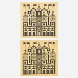 Alexander Girard, Palace Environmental Enrichment Panels, set of two, 1972, screenprinted cotton